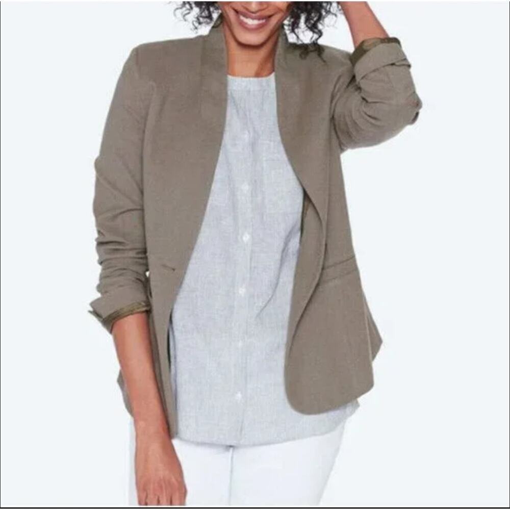 Pendleton Blazer Women 14 Linen Taupe Single Button Summer Lightweight Scandi